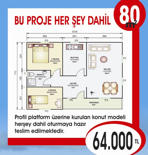 Betop gerektirmeyen prefabrik konut